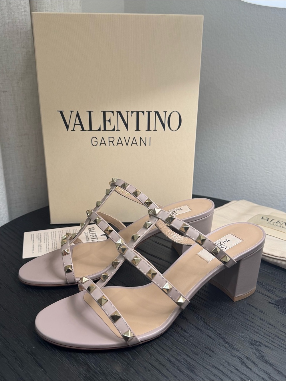 Valentino Garavani Rockstud Caged Slide Sandal Mules Nude 41